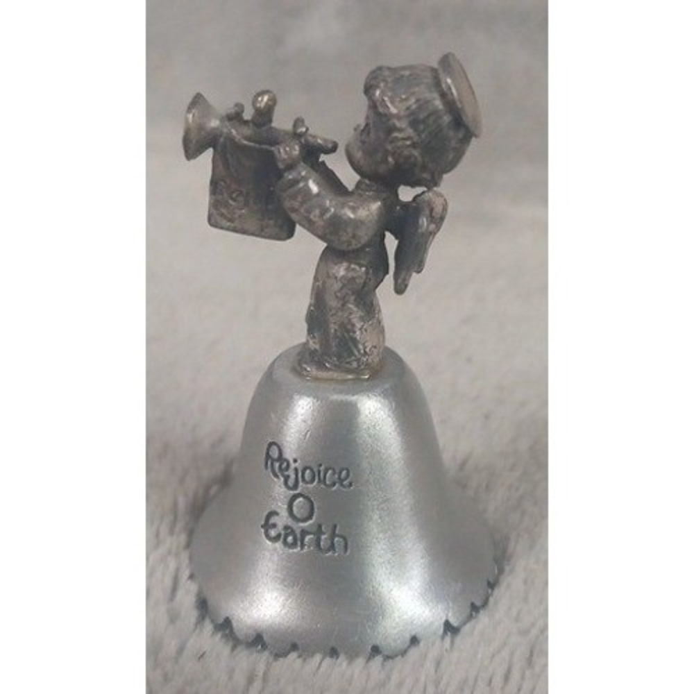 Vtg 1982 Pewter Precious Moments Angel Bell Rejoice O Earth‎ Jonathan David Mini